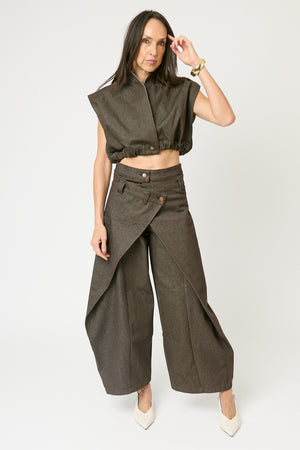 Pantalón envolvente mezclilla