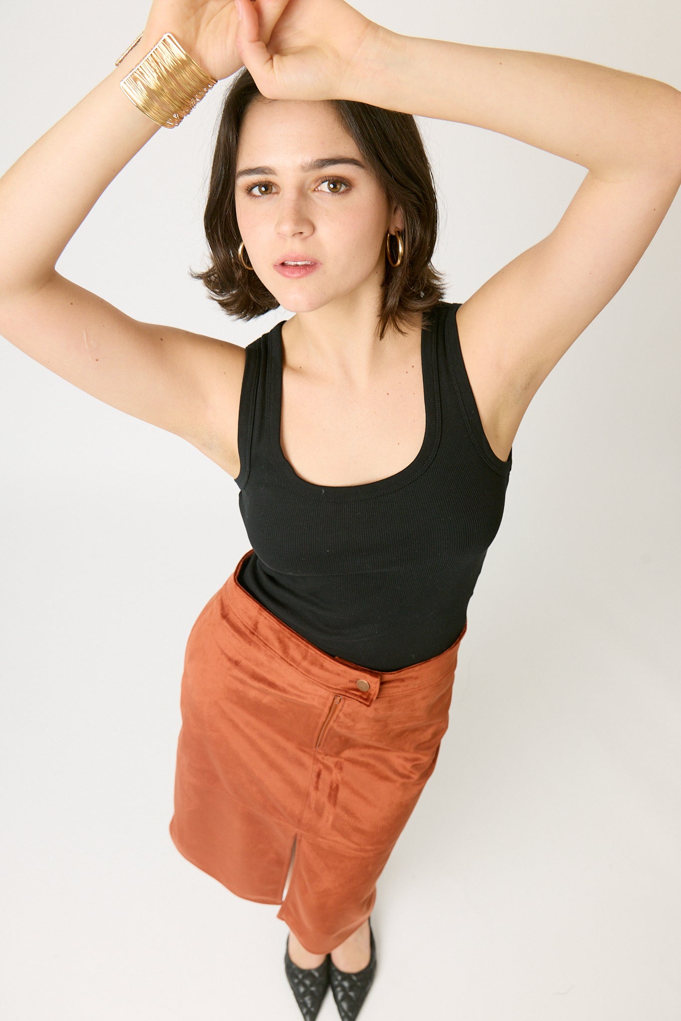 Falda midi terciopelo